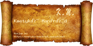 Kmetykó Manfréd névjegykártya